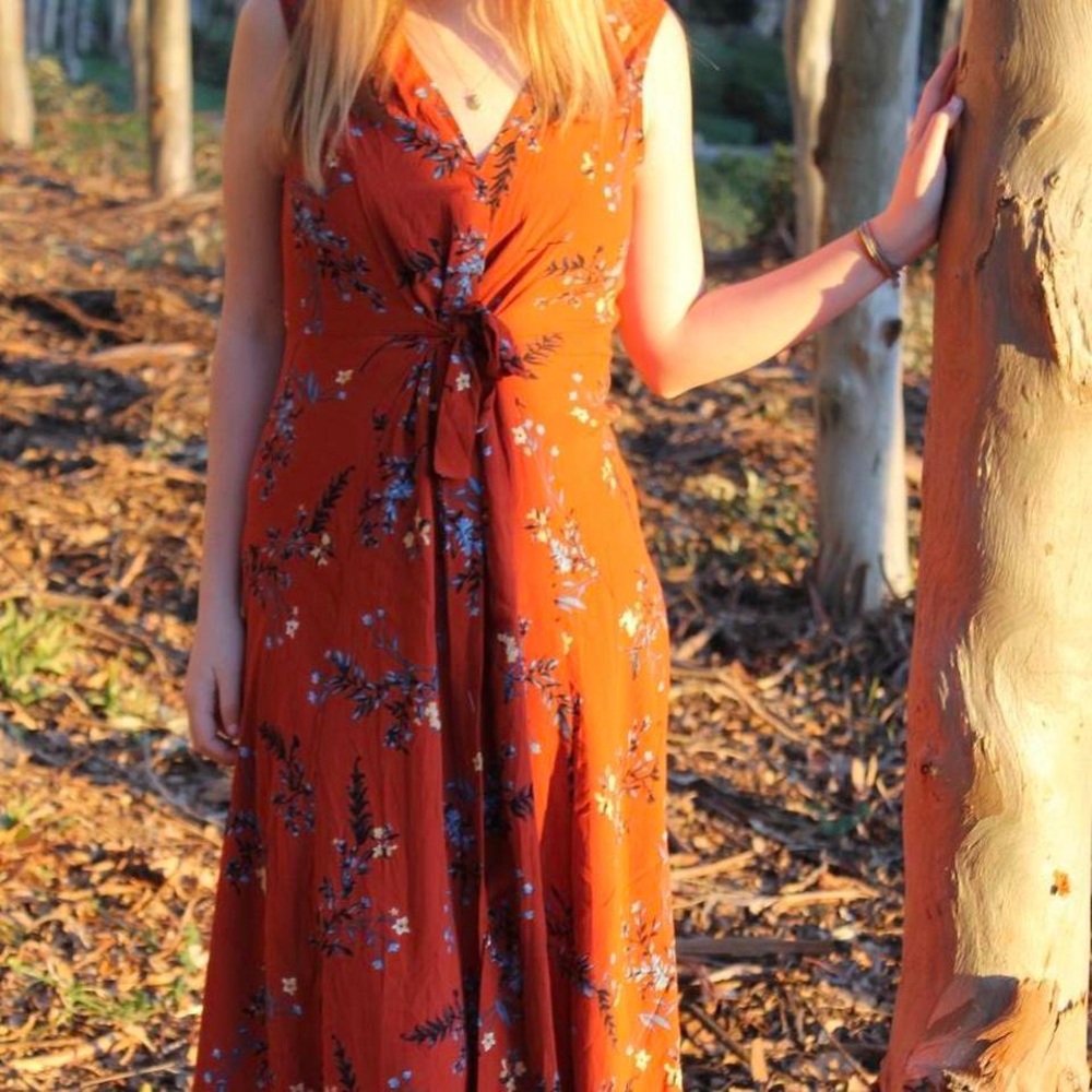 Orange Floral Maxi Dress